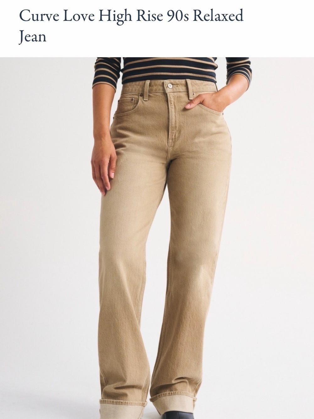 Abercrombie & Fitch High-Rise Curve Love Neutral Tan Jeans